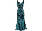 Ruched Mermaid Satin Prom Dress Bridesmaid Gown Beaded Accent Junior Plus Size