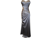 Strapless Long Satin Bandage Gown Bridesmaid Dress Prom Formal Crystal Pin
