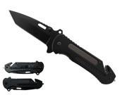 3 1 4 inch Tanto Blade Spring Assisted Folding Knife Black