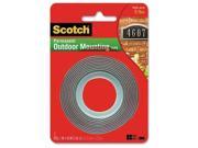 Scotch 4011 Exterior Mounting Tape 1 Width x 5 ft Length Double sided 1 Roll Gray