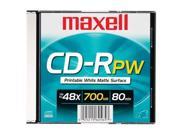 CD R 48X 700MB 80 Minute Slim Jewel Case Printable White