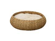 PetPals PP2124Z Natural Beds Collection Paper Rope Round Bed w Pillow for Cat