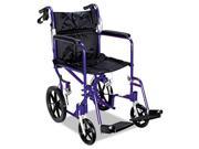 Excel Deluxe Aluminum Transport Wheelchair 19w x 16d 300lb Cap