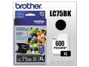 Brother LC75BK LC 75BK Innobella High Yield Ink 600 Page Yield Black