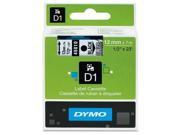 Dymo 45010 Black on Clear D1 Label Tape 0.50 Width x 23 ft Length 1 Each Rectangle Polyester Thermal Transfer Clear