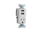 Legrand Tm8usbwcc6 Pass Seymour USB Charger With Tamper resistant Recepticle White