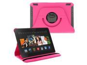 KIQ TM Hot Pink 360 Rotating Leather Case Pouch Cover Skin Stand for Kindle Fire HDX 7