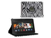 KIQ TM Zebra 360 Rotating Leather Case Pouch Cover Skin Stand for Kindle Fire HDX 7