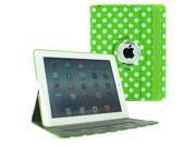 KIQ TM Polka Dot Green Rotating Leather Case Pouch Cover Skin Stand for Apple iPad Air 5th Gen