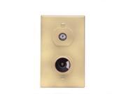 RV Motorhome Trailer Ivory TV Outlet Receptacle with 75 OHM In and Out and 12 Volt Receptacle