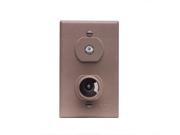 RV Motorhome Trailer Brown TV Outlet Receptacle with 75 OHM In and Out and 12 Volt Receptacle