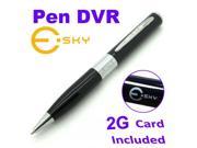 Esky® Silver Spy Pen Camera free 2GB Micro SD Card and Card Adapter