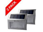 OxyLED 2 Pack SL05 Solar Powered Low Voltage Automatic Stainless Steel Stairways LED Solar Step Lights