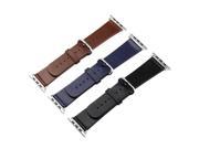 Ohuhu Buckle Genuine tabby Leather Wrist Watchband Strap for iWatch Apple Watch 42mm with Watch Band connecter Black Brown Dark Blue