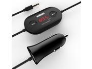 iClever HIMBOX HB F01 Wireless FM Transmitter Radio Car Kit with 2.4A USB Charger 3.5mm Audio Plug