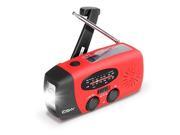 [Hand Crank Radio]Esky ES CR01 Multifunction Emergency Solar Hand Crank Self Powered AM FM NOAA Weather Radio with LED Flashlight and Power Bank Red