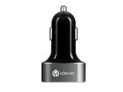 iClever BoostDrive Premium USB Car Charger 36W 7.2A 3 Ports with SmartID Technology Black for iPhone 7 7 plus Pad Air 2 Mini 3 Galaxy S6 S6 Edge and Mor