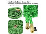 Ohuhu 100 FT Green Latex Flexible Expandable Car Washing Garden Water Hose Pipe With Spray Nozzle Head Set Retractable Quality Brass Ends
