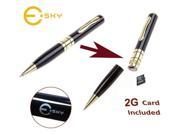 Esky Mini DVR Video Pen Includes 2GB Micro SD Card Card Adapter Gold accented Executive Pen w Micro SD Slot Expandable to 8gb
