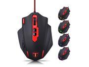 Patazon 11 Button 400 800 1600 3200 4000 DPI 5 Color LED Indicator Light 8 Weights Optical USB Wired Gaming Mouse Support Surface for Pro Gamer with CD Driver
