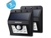 2 Packs Mpow Solar Powerd Super Bright 8 LED Wireless Security Motion Sensor Light