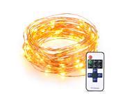 Patazon Outdoor LED String Lights for Bedroom Patio Party Christmas Tree Decorations 100 LEDs 33ft Copper Wire Warm White Remote Control