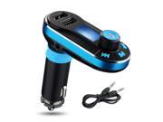 Blue LCD In Car FM Transmitter Dual USB Ports Support 3.5mm Plug SD TF Card or Samsung Galaxy S5 Note iPhone 5 6 LG G2 G3 Moto X Sony iPad Air Macbook Pro MP3