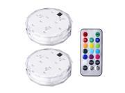 Patazon 2 Pack Submersible LED Light Multi Color Remote Controlled Waterproof Light Underwater Accent Light for Pond Aquarium Vase Base Wedding Christmas