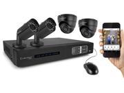 Amcrest 1080P Tribrid HDCVI 4CH 2TB DVR Security Camera System w 2 x 2.1MP Bullet Cameras 2 x 2.1MP Dome Cameras Black