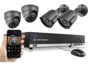 Amcrest 960H 4CH 500GB DVR Security Camera System w 2 x 800 TVL Bullet Cameras 2 x 800 TVL Dome Cameras