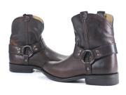 Frye Wyatt Harness Short Dark Brown Leather Ankle Boots Shoes 6 New