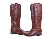 Frye Cognac Extended Calf Leather Melissa Button Riding Boots Shoes 8 New