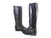 Frye Melissa Button Back Zip Dark Brown Leather Extended Calf Boot 6 New