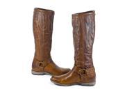Frye Womens Phillip Harness Leather Cognac Brown Tall Boot 6.5 New