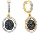 10K Yellow Gold 0.75ctw Shiny Diamond Fashion Micro Pave Framed Oval Earring