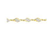 10K Yellow Gold 0.50ctw Shiny Pave Diamond Fashion Twist Double Link Bracelet