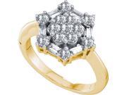 14K Yellow Gold 1.00ctw Stunning Pave Diamond Baguette Hexagon Fashion Ring