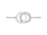 10K White Gold 0.07ctw Shiny Pave Diamond Fashion Interlock Circle Bracelet