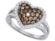 10K White Gold 1.39ctw Glamorous Pave Brown Diamond Heart Fashion Ring