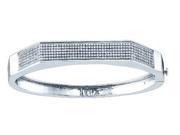 Sterling Silver White 1.03ctw Elegant Diamond Micro Pave Wedding Fashion Bangle