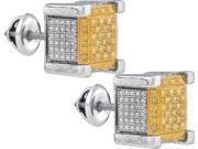 Sterling Silver White 0.21ctw Glamorous Micro Pave Diamond Cube Post Earring