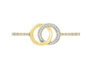 10K Yellow Gold 0.07ct Shiny Pave Diamond Fashion Interlock Circle Link Bracelet