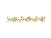 10K Yellow Gold 0.20ctw Shiny Pave Diamond Fanook Flower Twist Link Bracelet