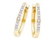 14K White Gold 0.50ctw Fancy Shiny Invisible Set Diamond Princess Hoop Earring