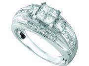 14K White Gold 1.00ctw Elegant Invisible Set Diamond 6 Princess Fashion Ring