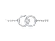 10K White Gold 0.10ctw Shiny Pave Diamond Fashion Interlock Circle Bracelet