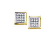 10K Yellow Gold 0.14ctw Shiny Diamond Fashion Micro Pave Mens Square Earring 10K Yellow Gold 0.14ctw Shiny Diamond Fashion Micro Pave Mens Square Earring
