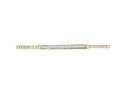 10K Yellow Gold 0.07ctw Shiny Pave Diamond Fashion Long Rectangle Link Bracelet