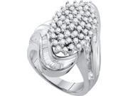10K White Gold 1.00ctw Glamorous Pave Diamond Cluster Marquise Fashion Ring