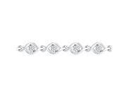 10K White Gold 0.50ctw Shiny Pave Diamond Fashion Twist Flower Link Bracelet